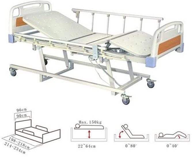 Cama de hospital articulada con barandillas para cuidados comunes